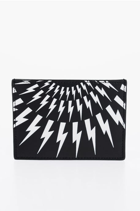 FAIR-ISLE THUNDERBOLT Kartenetui aus Leder mit Kontrastdruck in Schwarz - Image 2