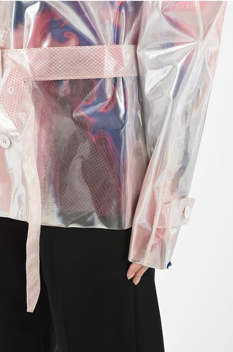MM0 Einreihiger Trenchcoat in Weiß - Image 3