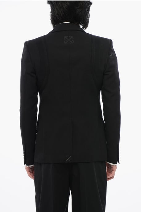 FORMAL VARS Blazer aus Schurwolle mit Logo-Patch in Schwarz - Image 2