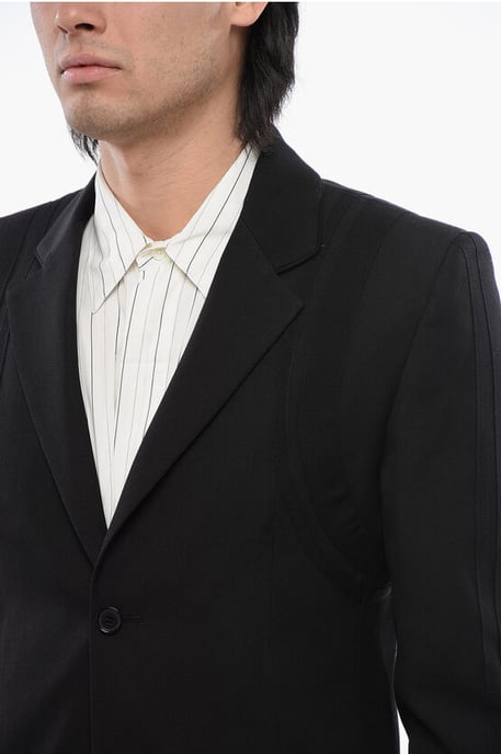 FORMAL VARS Blazer aus Schurwolle mit Logo-Patch in Schwarz - Image 3