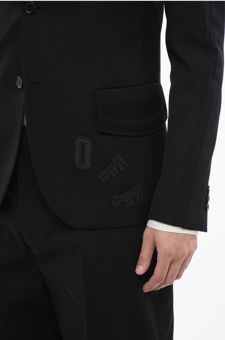 FORMAL VARS Blazer aus Schurwolle mit Logo-Patch in Schwarz - Image 4
