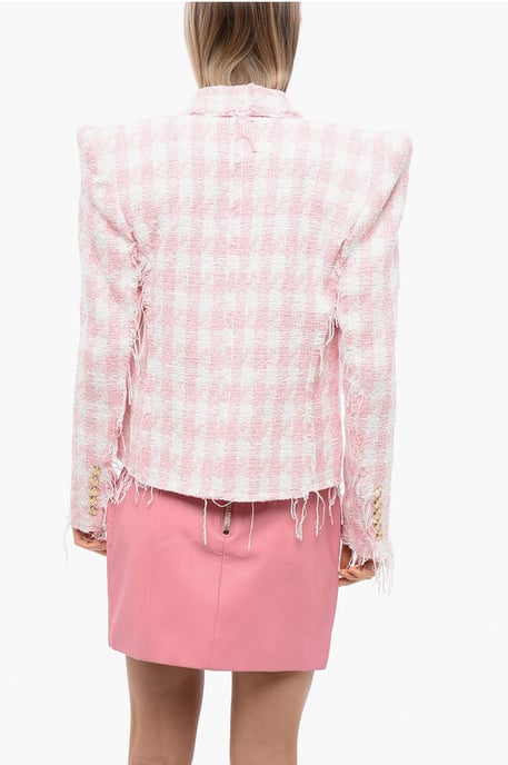 Tweed-Blazer mit Fransen in Pink - Image 2