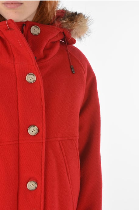 Daunenjacke TUNDRA aus Schurwollmischung mit Echtfell-Detail in Rot - Image 3