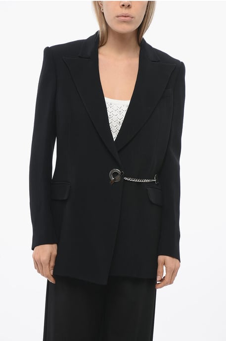 TORIKO Blazer mit steigendem Revers und Logokette in Schwarz - Image 1