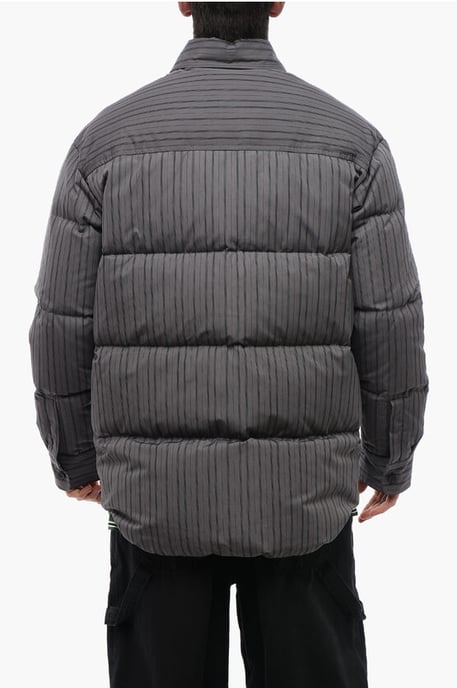 Wende-Overshirt aus wattierter Baumwolle mit Nadelstreifen in Grau - Image 2