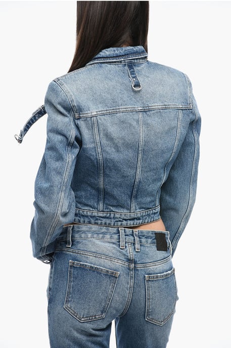 Jeansjacke im verkürzten Schnitt mit Harness-Detail in Blau - Image 2