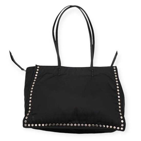 Prada – Schwarze und blaue Tragetasche aus Re-Nylon mit Nieten – 20er - Image 2