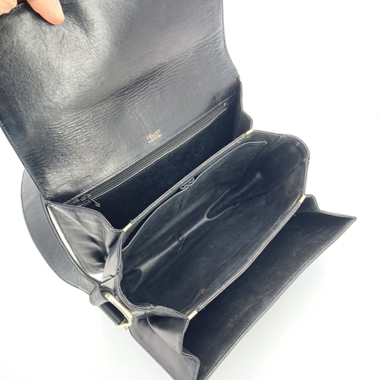 Celine Vintage Stoff Schultertasche Verschlussbox - Image 4