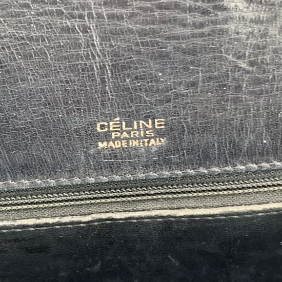 Celine Vintage Stoff Schultertasche Verschlussbox - Image 5