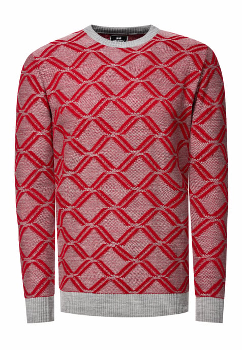 Feinstrick mit Karo-Muster Rundhals-Pullover - Image 1