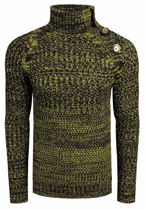 Side Button-Placket Grobstrick Rollkragen-Pullover - Image 1