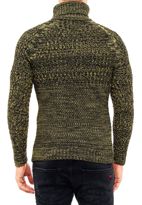 Side Button-Placket Grobstrick Rollkragen-Pullover - Image 4