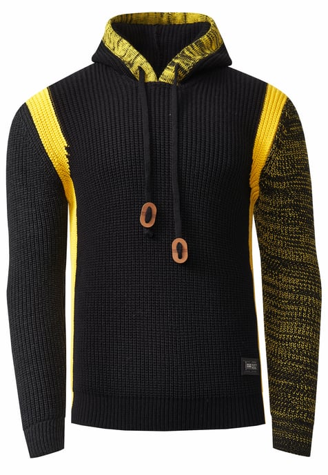 Kontrast Grobstrick Kapuzenpullover - Image 1