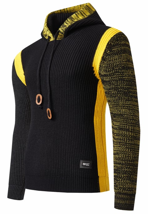 Kontrast Grobstrick Kapuzenpullover - Image 3