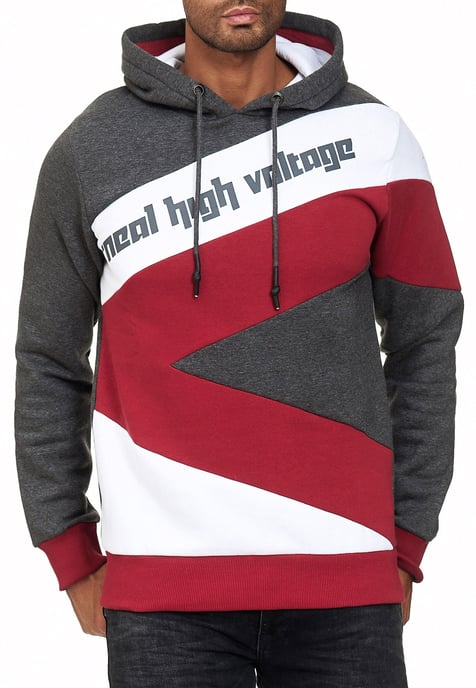 Kontrast Color Block Kapuzen-Pullover - Image 2