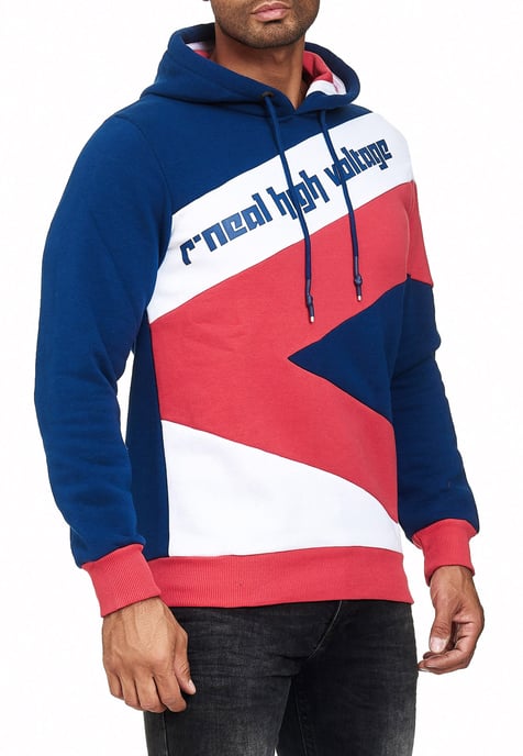 Kontrast Color Block Kapuzen-Pullover - Image 2