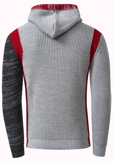 Kontrast Grobstrick Kapuzenpullover - Image 2