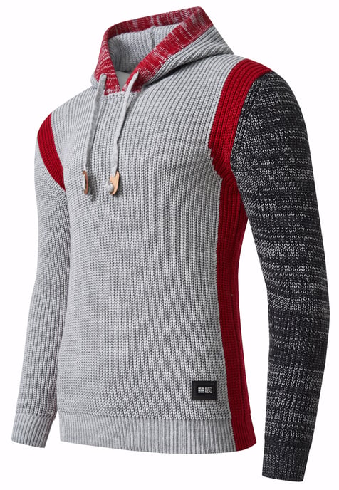 Kontrast Grobstrick Kapuzenpullover - Image 3