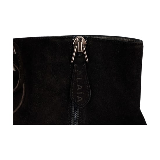 Schwarze Korsett-Booties aus Wildleder mit Schnürung – 20er - Image 4