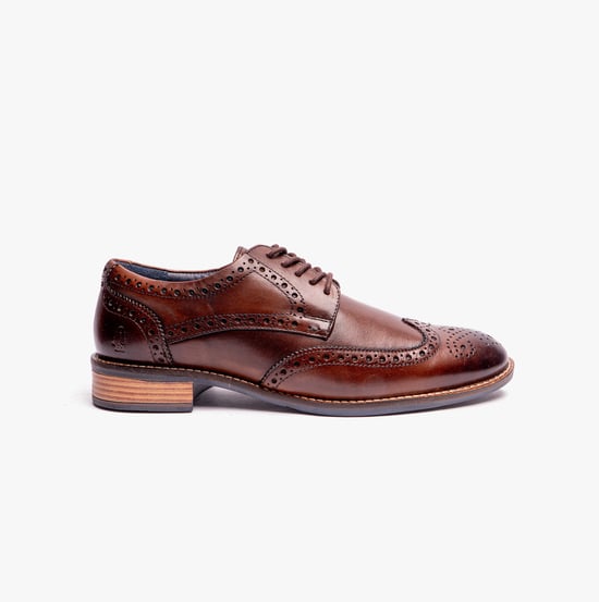 Hush Puppies Dustin Herren Brogue Schuhe Schokolade - Image 1