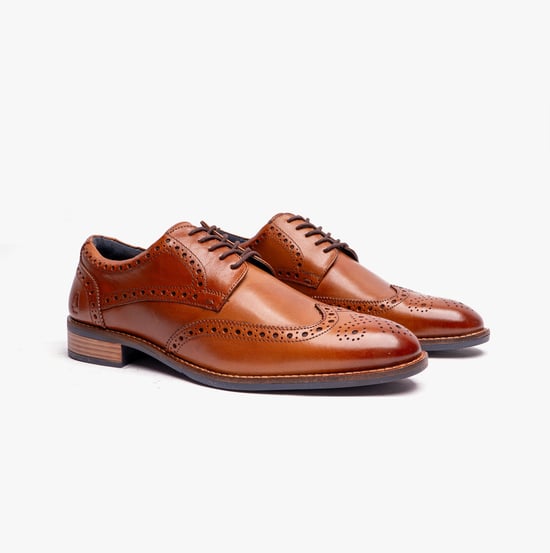 Hush Puppies Dustin Herren Brogues Schuhe Beige - Image 3