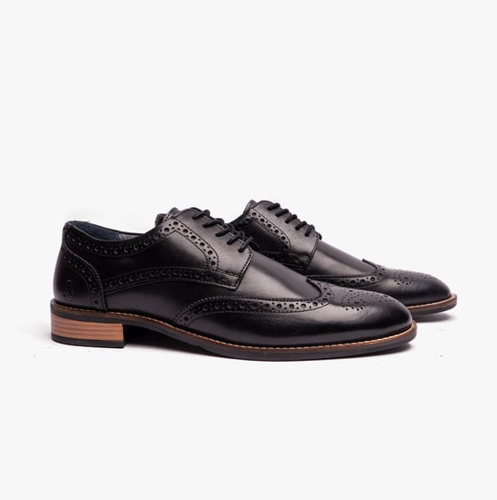 Hush Puppies Dustin Herren Brogue Schuhe Schwarz - Image 3