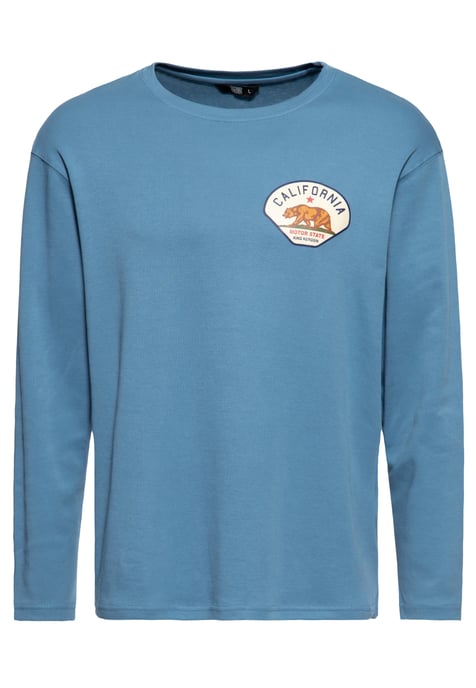King Kerosin Herren Langarmshirt California Motor State blau - Image 1