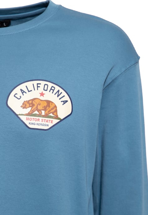 King Kerosin Herren Langarmshirt California Motor State blau - Image 3