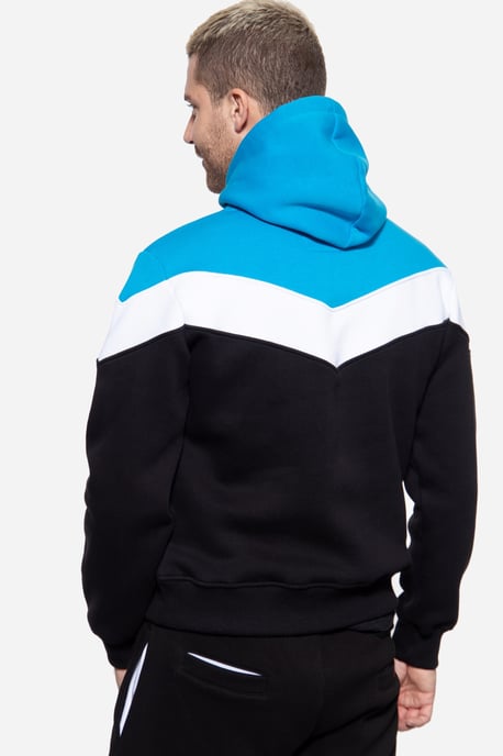 Akito Tanaka Herren Kapuzen Sweater Triple Tone blau - Image 3