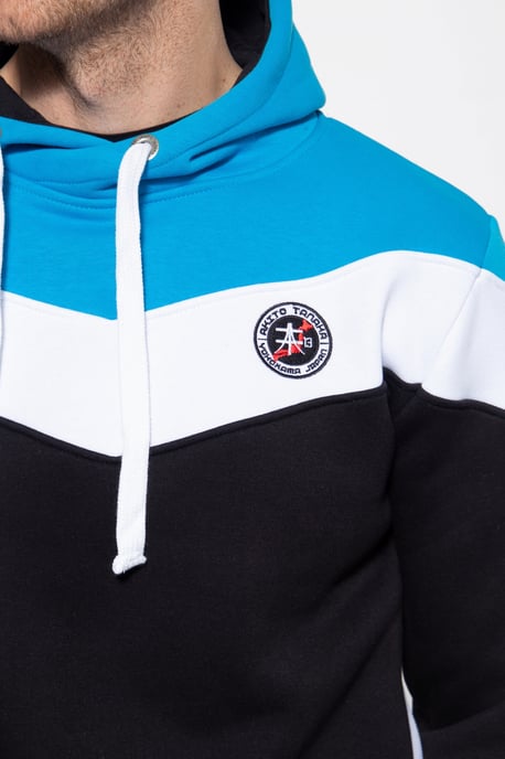 Akito Tanaka Herren Kapuzen Sweater Triple Tone blau - Image 5