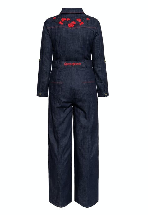 Queen Kerosin Damen Western Overall Roses Denim - Image 2