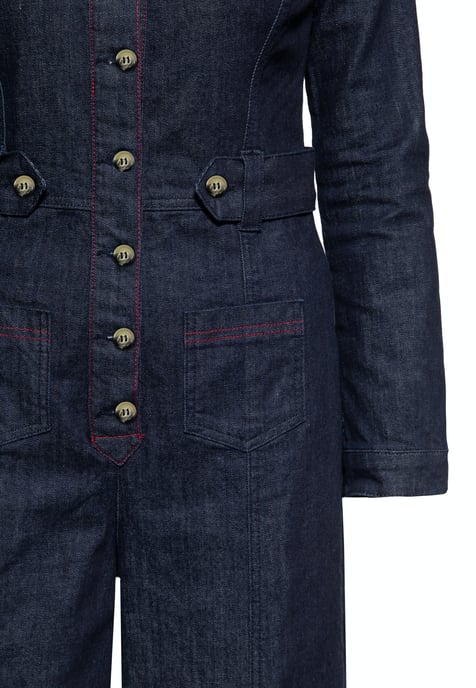 Queen Kerosin Damen Western Overall Roses Denim - Image 4