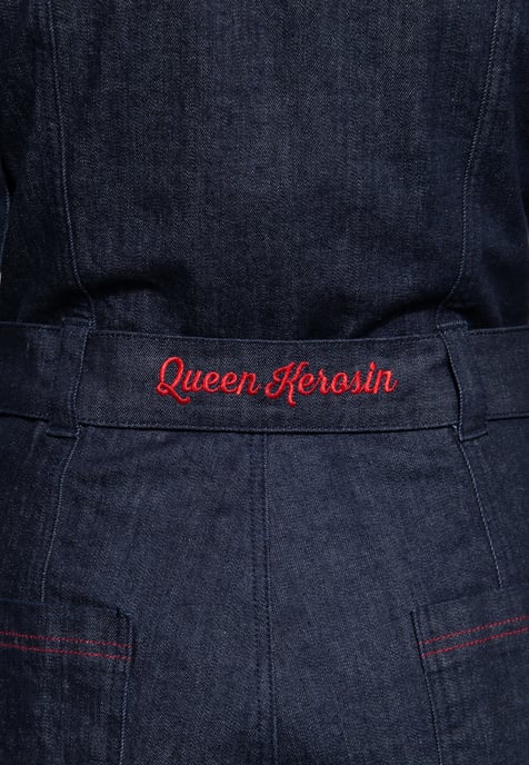 Queen Kerosin Damen Western Overall Roses Denim - Image 5