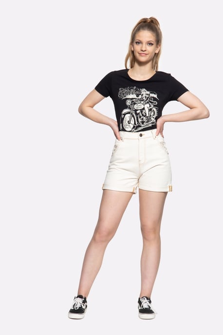 Queen Kerosin Damen Denim Shorts naturweiß - Image 3