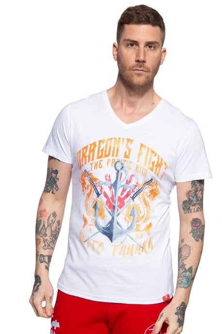 Akito Tanaka Herren T-Shirt mit Frontprint Dragon Anchor weiß - Image 1