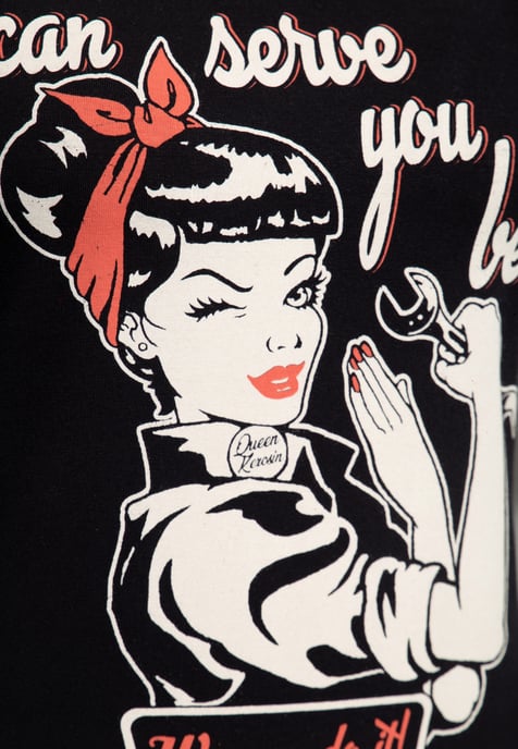 Queen Kerosin Damen Print T-Shirt I can serve you schwarz - Image 4