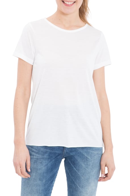 Queen Kerosin Damen QUEEN KEROSIN Basic T-Shirt aus Viskose-Mix offwhite - Image 1