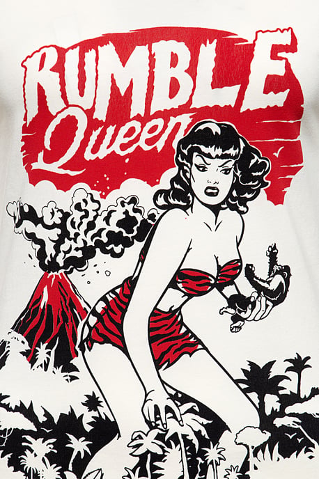 Queen Kerosin Damen QUEEN KEROSIN T-Shirt im Vintage Look Rumble Queen offwhite - Image 2
