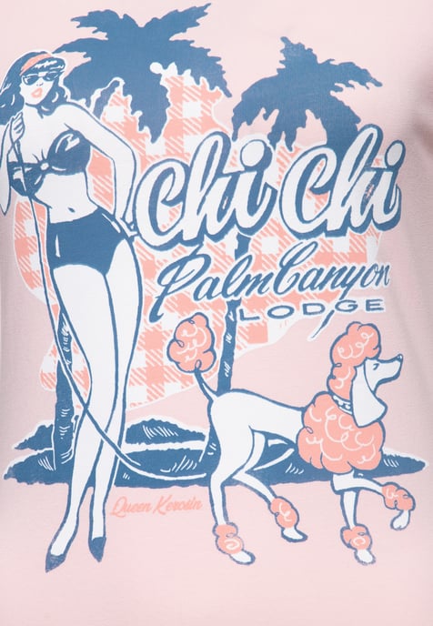 Queen Kerosin Damen T-Shirt Chi Chi Beach Poodle pink - Image 3