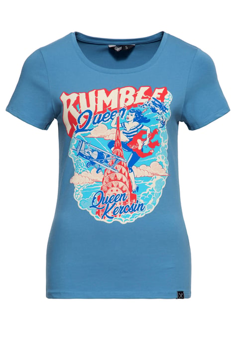Queen Kerosin Damen T-Shirt Rumble Queen blau - Image 1