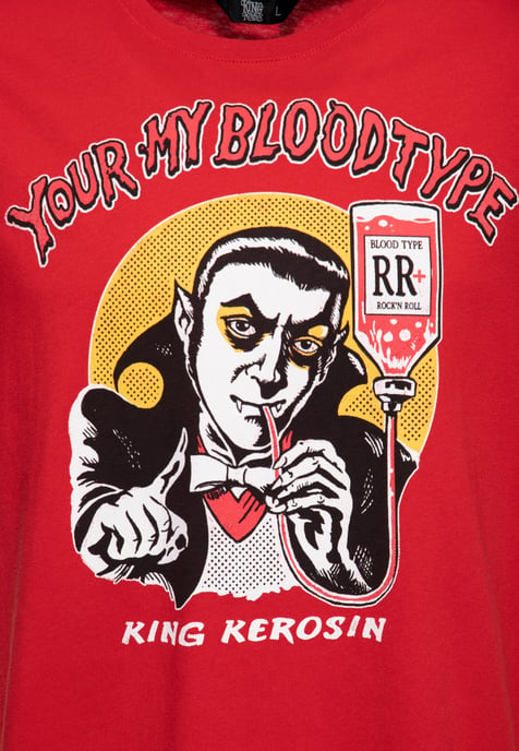 King Kerosin Herren Print T-Shirt You're my blood type rot - Image 3