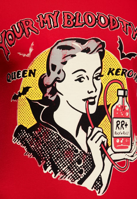 Queen Kerosin Damen Print T-Shirt You're my blood type rot - Image 3