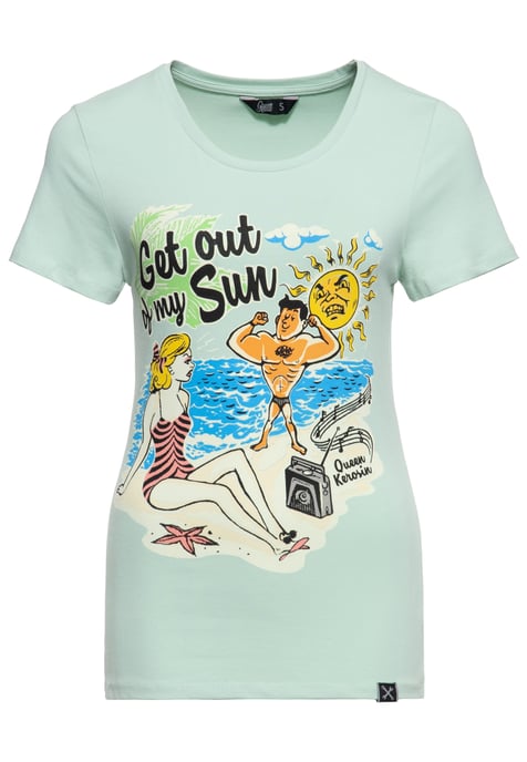 Queen Kerosin Damen Classic T-Shirt Get out of my sun mint - Image 1