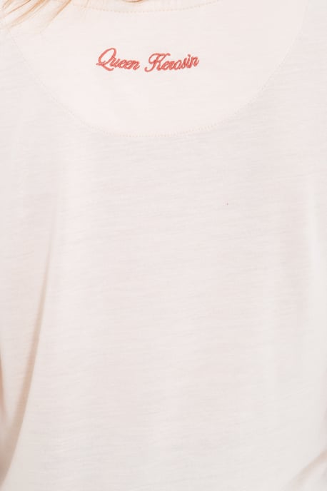 Queen Kerosin Damen QUEEN KEROSIN Basic T-Shirt aus Viskose-Mix nude - Image 3