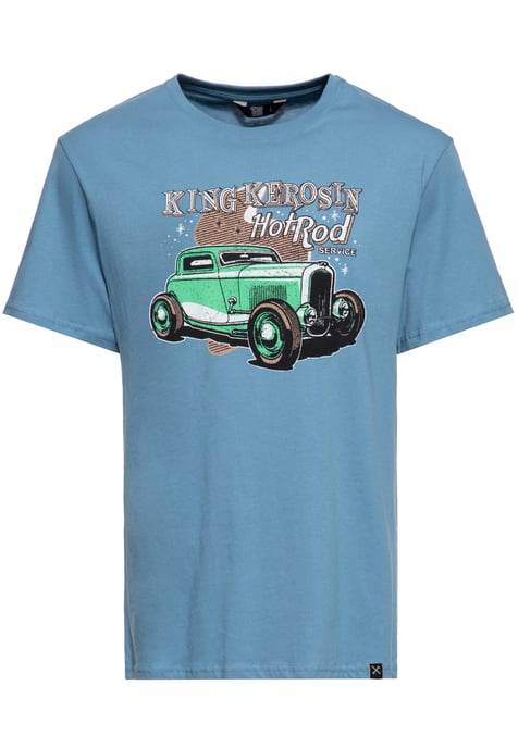 King Kerosin Herren T-Shirt Hotrod Service blau - Image 1