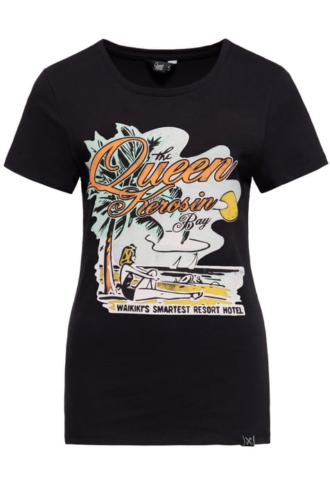 Queen Kerosin Damen Print T-Shirt Queens Bay schwarz - Image 1