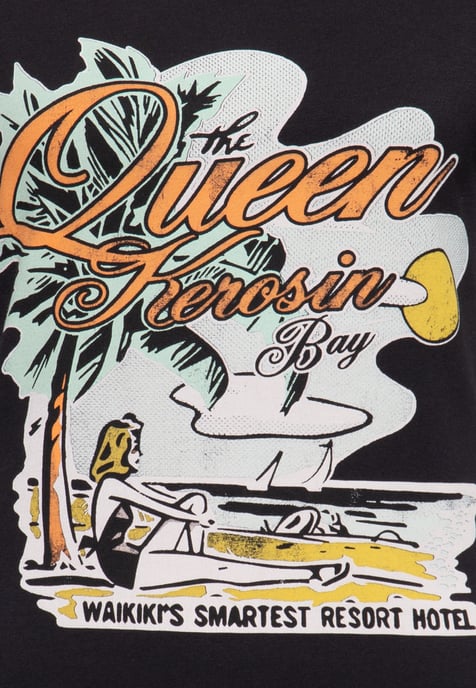 Queen Kerosin Damen Print T-Shirt Queens Bay schwarz - Image 3