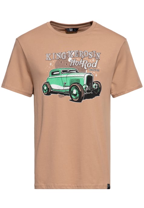 King Kerosin Herren T-Shirt Hotrod Service latte macchiato - Image 1