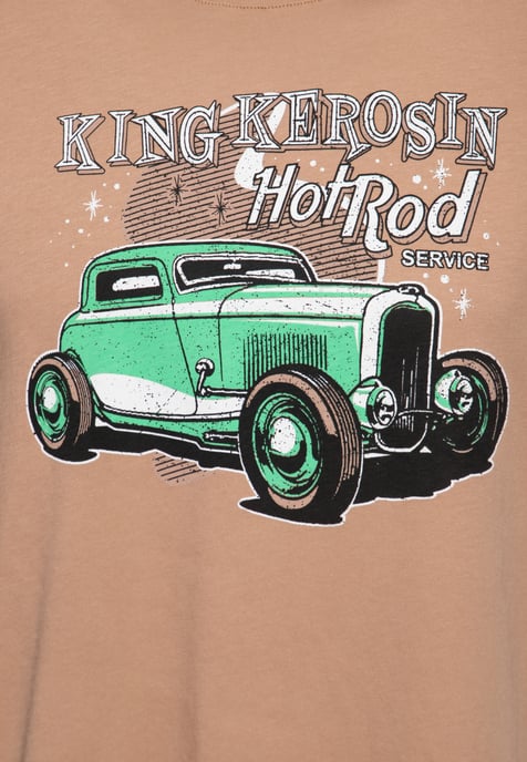 King Kerosin Herren T-Shirt Hotrod Service latte macchiato - Image 3