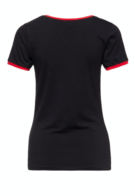 Queen Kerosin Damen Vintage Ringer T-Shirt Super Cutie schwarz - Image 2